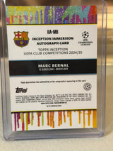 Marc Bernal 091/100 Inception Immersion Autograph – Topps Inception UEFA Club Competitions 2024/25 – FC Barcelona trading car