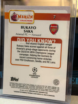 Bukayo Saka back - 2024/25 Topps Merlin UEFA Club Competitions Aqua Refractor #7 07/75