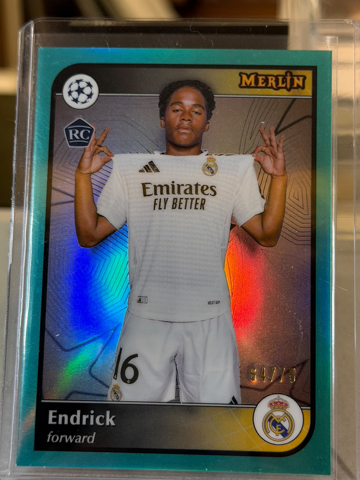 Endrick front - 2024/25 Topps Merlin UEFA Club Competitions base #16 64/75
