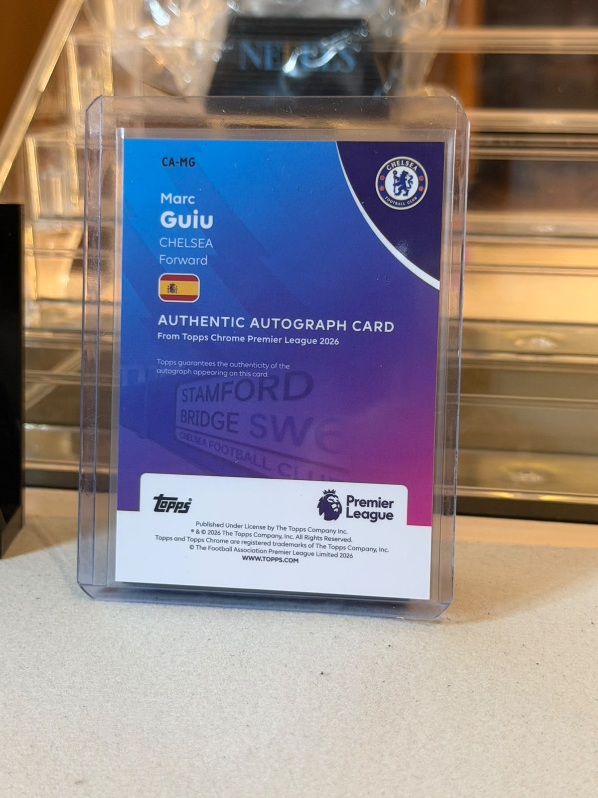Marc Guiu - 2026 Topps Chrome Premier League Authentic Autograph Orange CA-MG 22/25 - Back