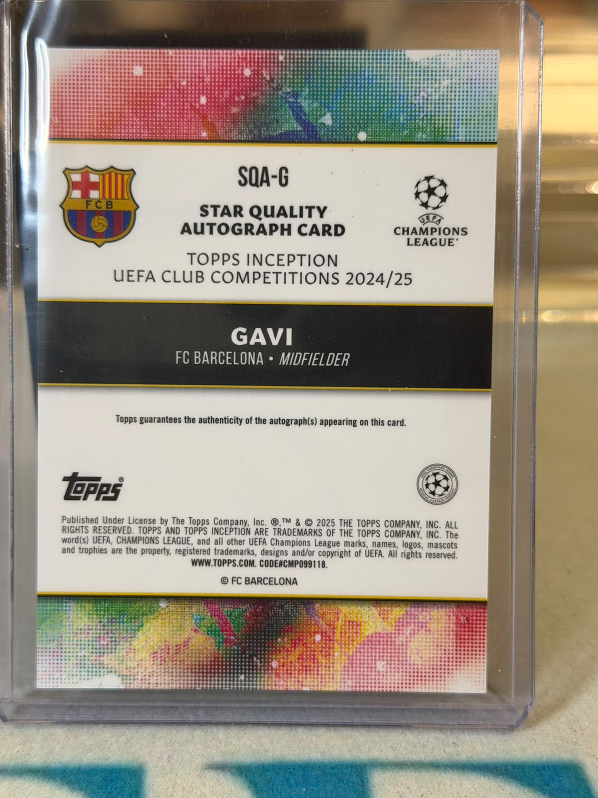 Gavi 29/49 Star Quality Autograph – Topps Inception UEFA Club Competitions 2024/25 – FC Barcelona trading card, back