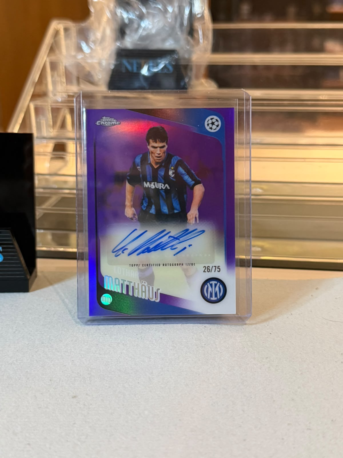 Lothar Matthaus - Inter Milan - 2025-26 Topps Chrome UCC Legend Autograph CLA-LO purple-green refractor 26/75 (front)