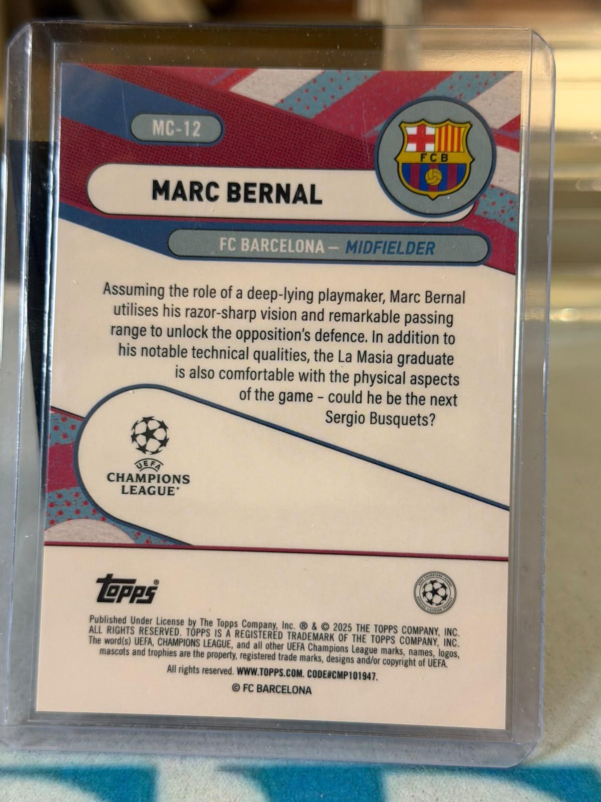 Marc Bernal 01/25 Merlin's Chosen Ones, Orange parallel – Topps Merlin Chrome UEFA Club Competitions 2024/25 – FC Barcelona t
