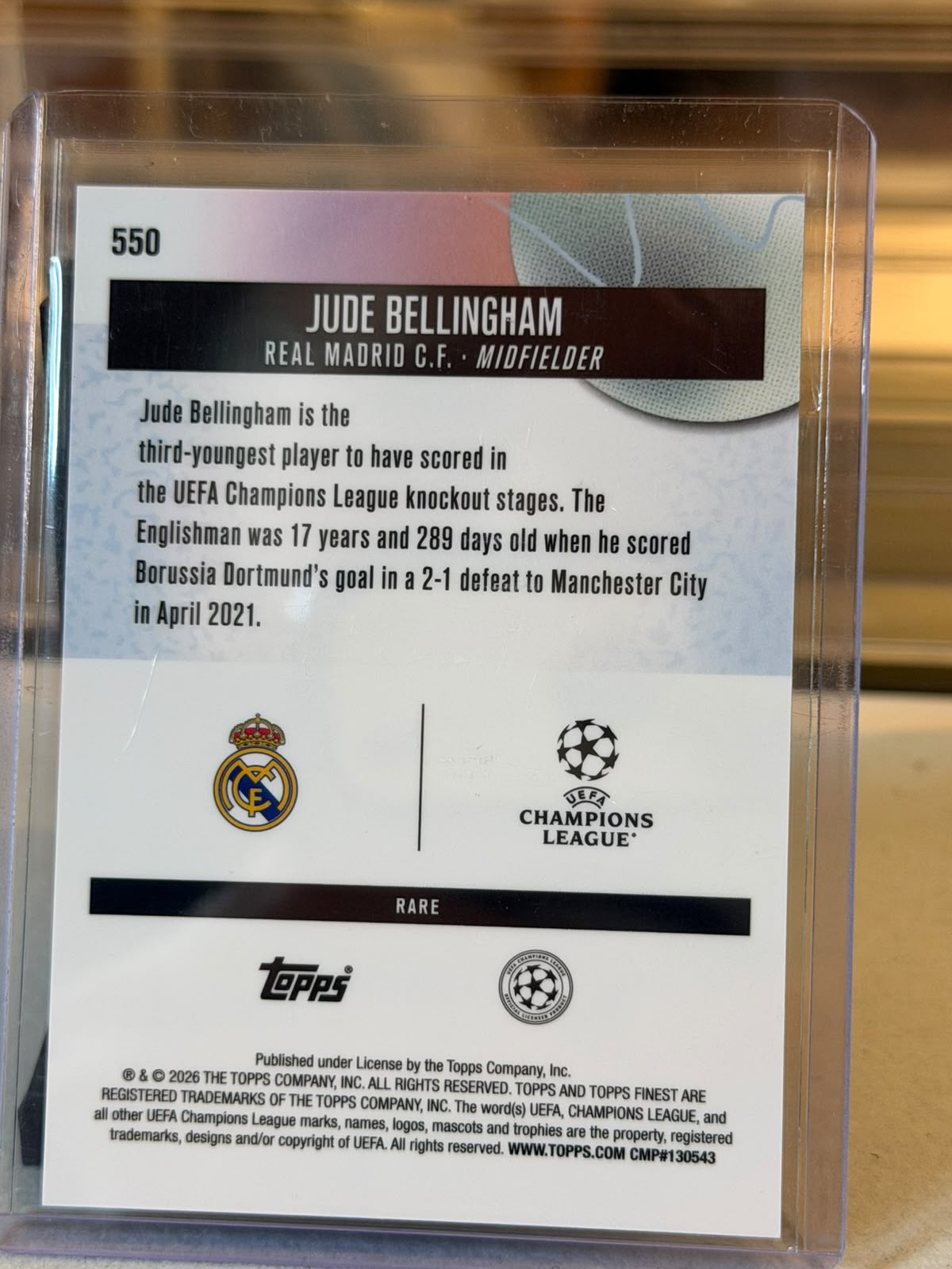 Jude Bellingham Real Madrid Green Refractor card back