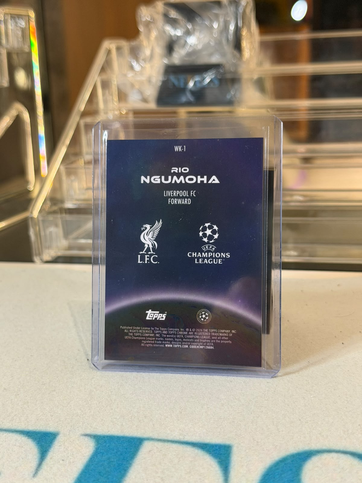 Rio Ngumoha back - 2025-26 Topps Chrome UEFA Champions League Wonderkids Insert RC #WK-1 49/50