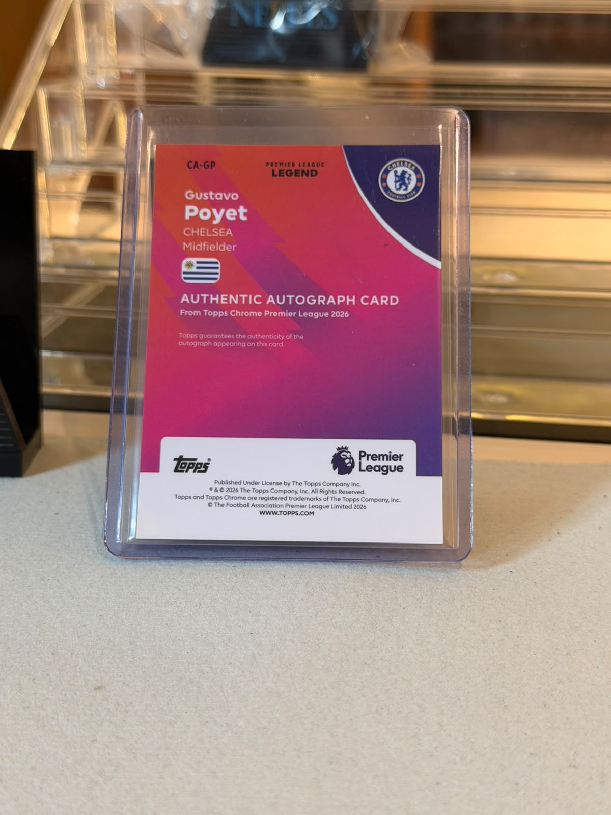 Gustavo Poyet - 2026 Topps Chrome Premier League Premier League Legend Authentic Autograph Gold CA-GP 43/50 - Back