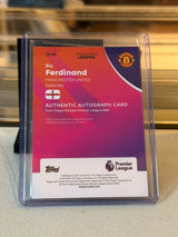 Rio Ferdinand Manchester United Authentic Autograph Card back, 2026 Topps Chrome Premier League Gold Refractor #CA-RF, serial 47/50