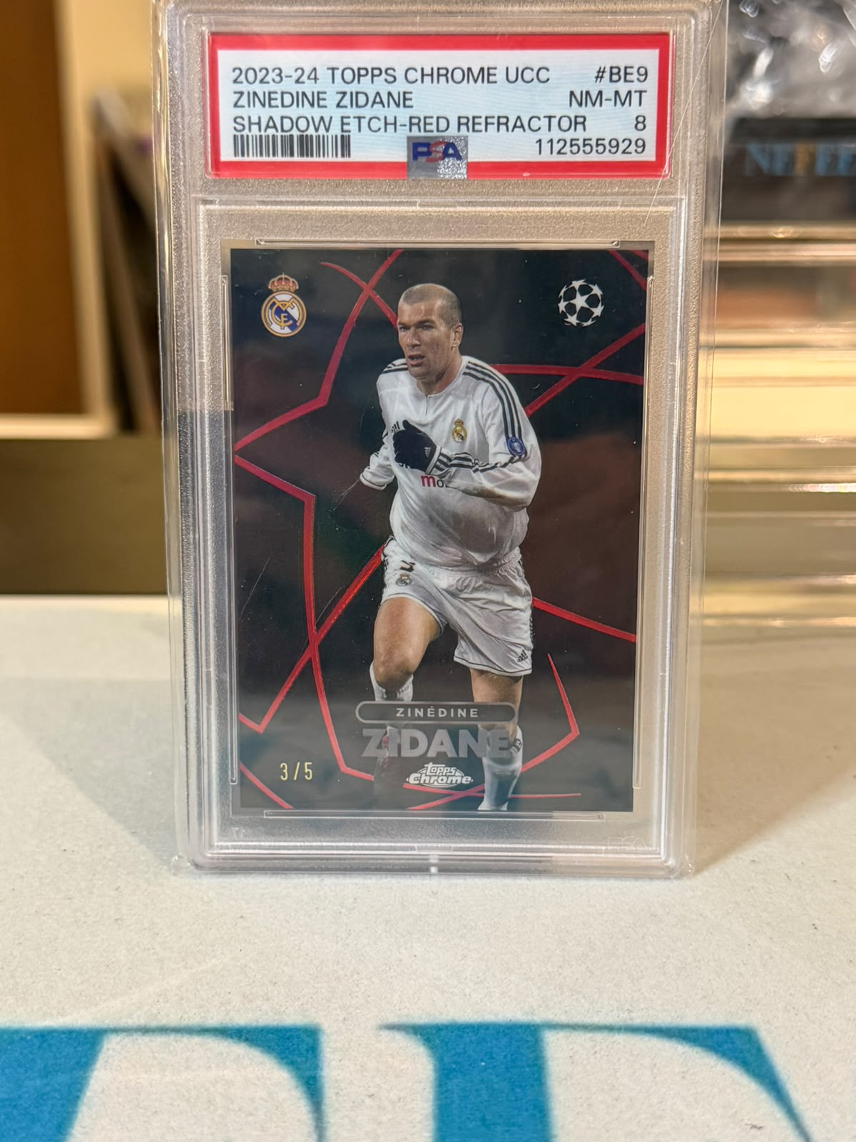 Zinédine Zidane front - 2023/24 Topps Chrome UEFA Club Competitions Shadow Etch 3/5