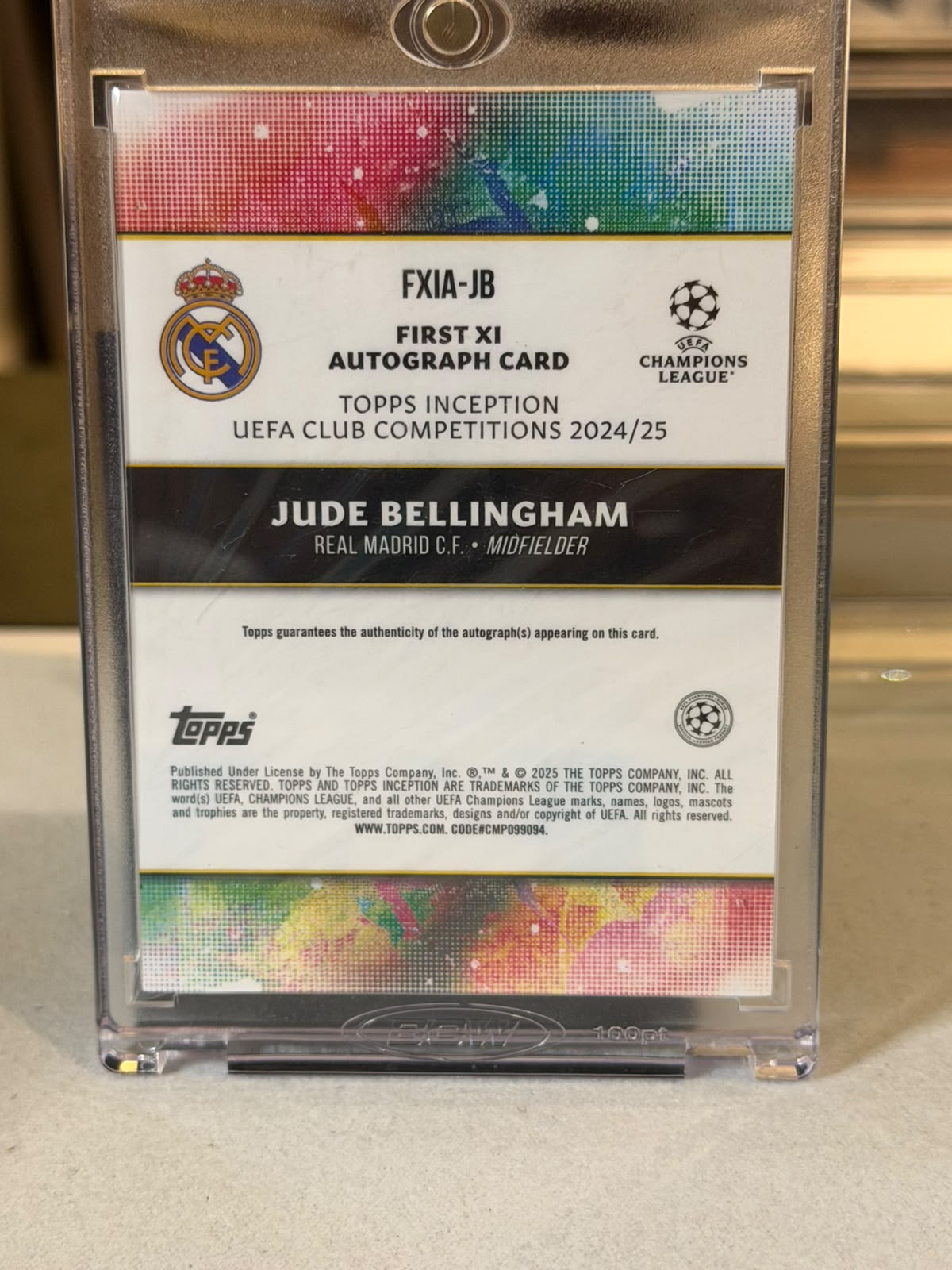 Jude Bellingham back - 2024/25 Topps Inception UEFA Club Competitions First XI Autograph 01/10