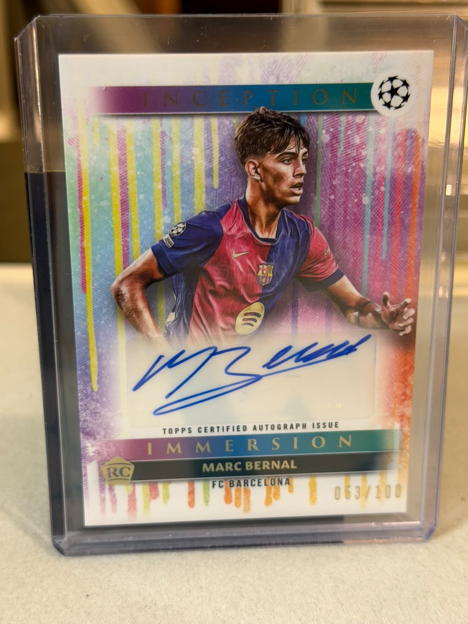 Marc Bernal 053/100 Inception Immersion Autograph – Topps Inception UEFA Club Competitions 2024/25 – FC Barcelona trading car