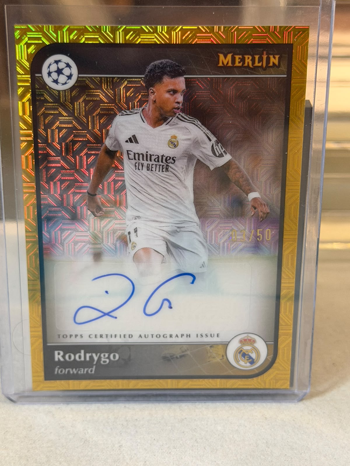 Rodrygo front - 2024/25 Topps Merlin UEFA Club Competitions Autograph 03/50