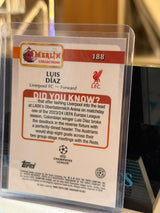 Luis Díaz 05/15 Base #188, Purple/red sparkle parallel – 2024/25 Topps Merlin Collections UEFA Club Competitions, back
