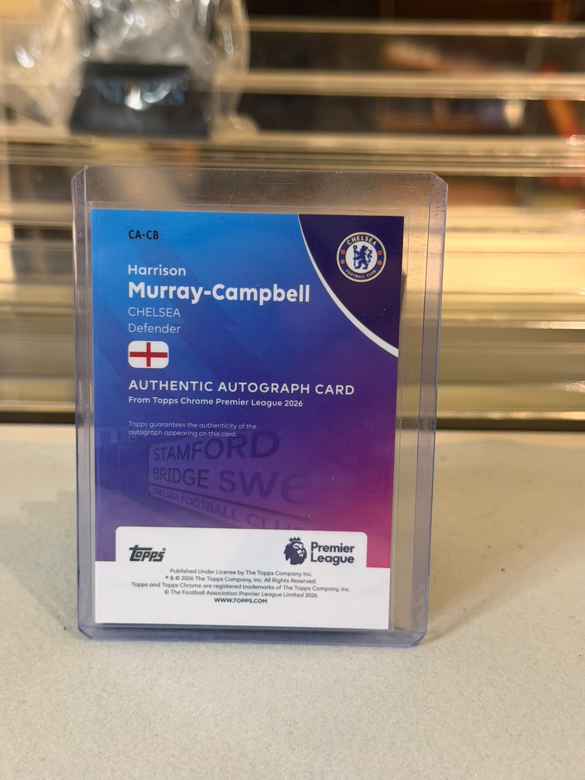 Harrison Murray-Campbell back - 2026 Topps Chrome Premier League Gold Refractor RC Autograph #CA-CB 08/50