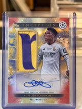 Aurélien Tchouaméni front - 2024/25 Topps Inception UEFA Club Competitions Wembley Warm-Up Autograph Relic 05/10