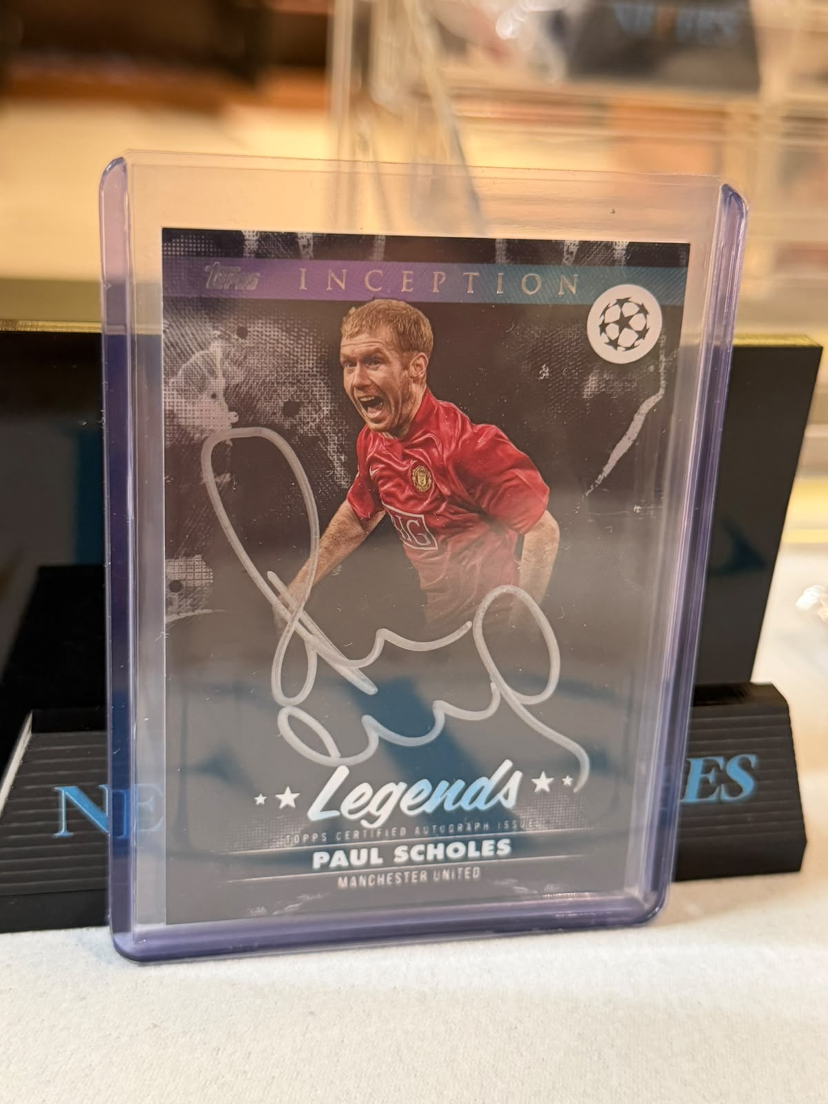 Paul Scholes Silver Signings Legends On-Card Autograph Manchester United trading card, front