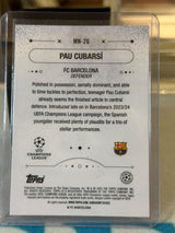 Pau Cubarsí 15/25 Mystic Nights – Topps Merlin Chrome UEFA Club Competitions 2024/25 – FC Barcelona trading card, back