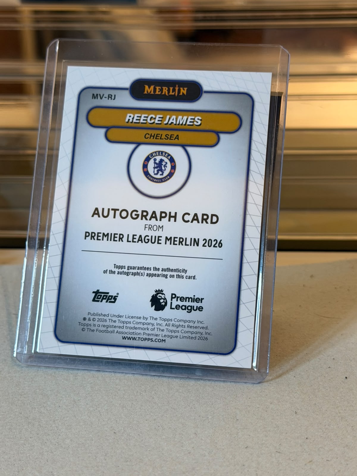 Reece James 2026 Topps Merlin Premier League Autograph Orange parallel - back