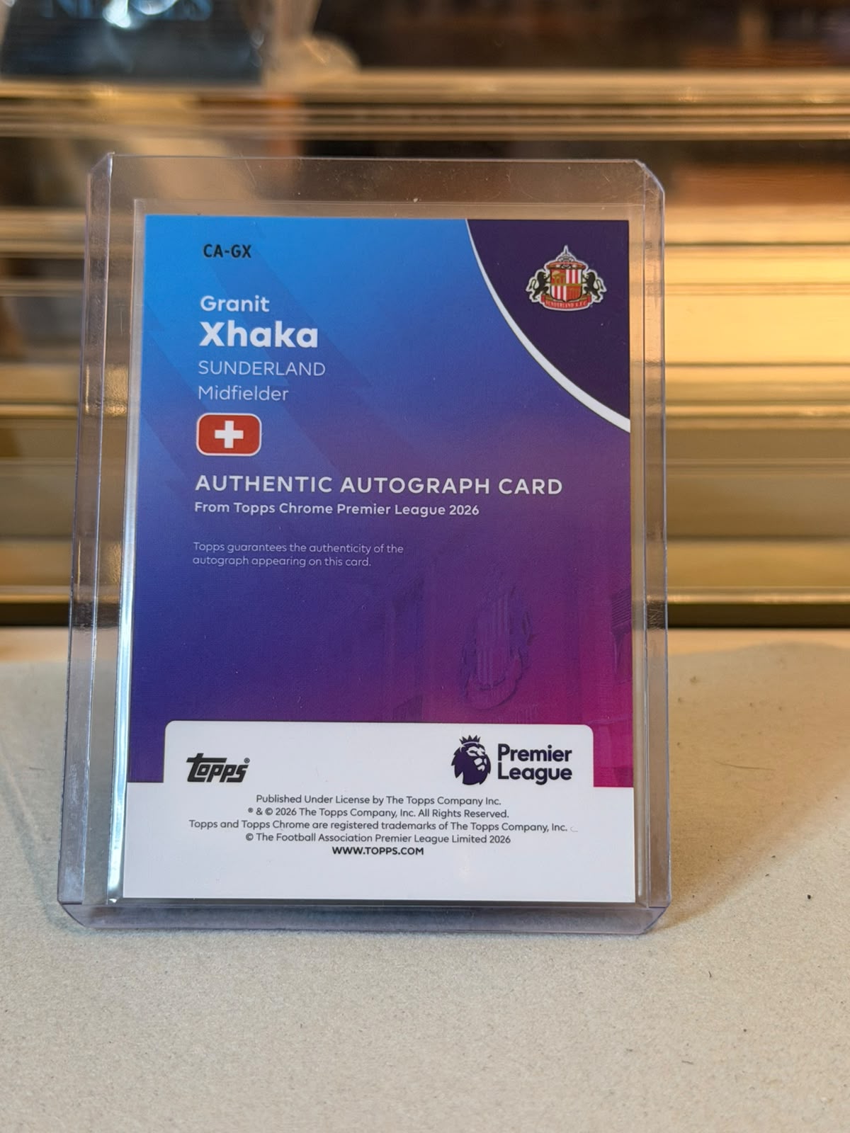 Granit Xhaka 2026 Topps Chrome Premier League Authentic Autograph Red refractor - back