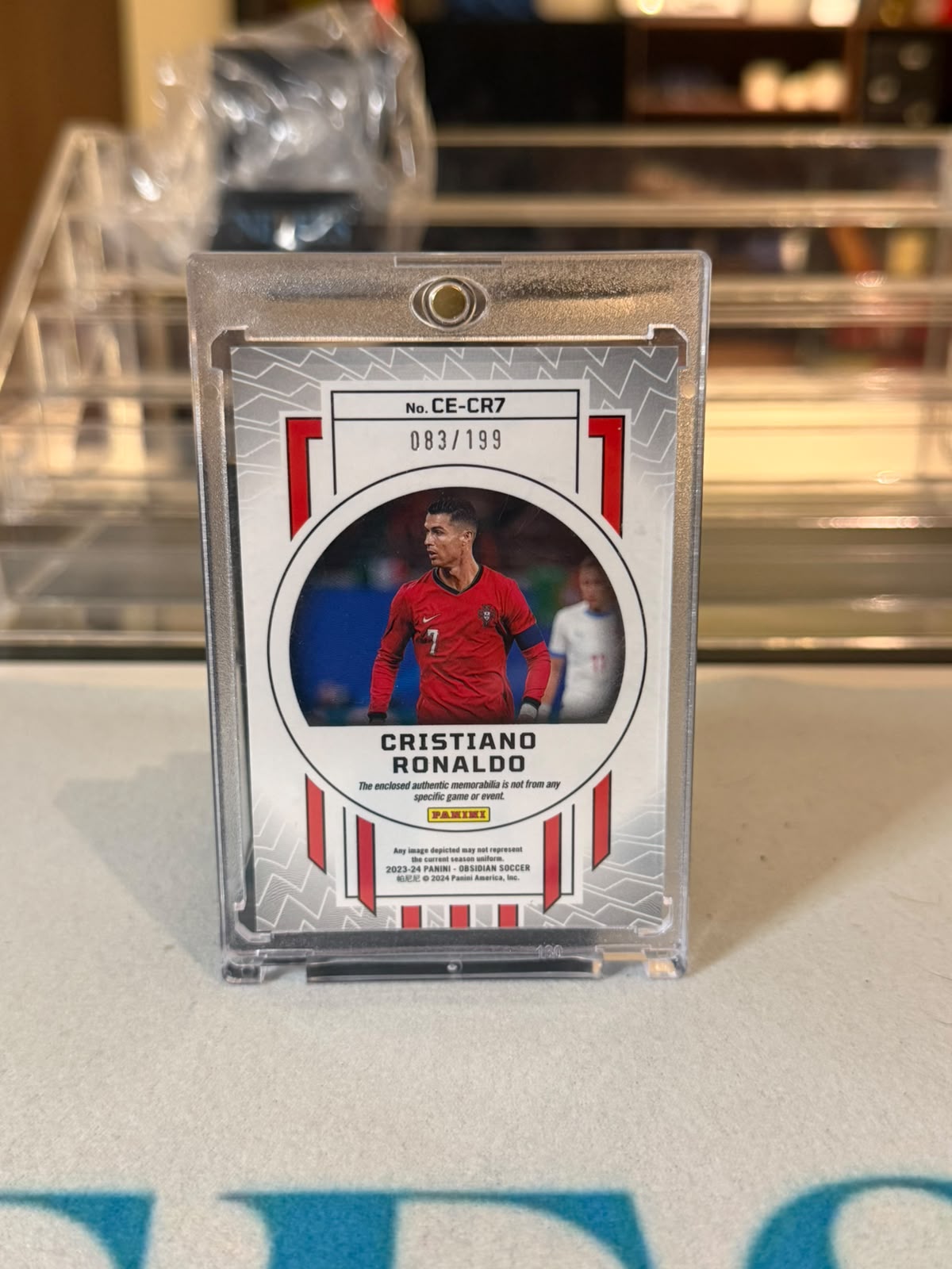 Cristiano Ronaldo Portugal Panini Obsidian Cutting Edge dual relic card image 1