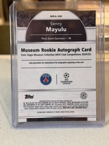 Senny Mayulu 03/75 Museum Rookie Autograph Sapphire 2024/25 Topps Museum Collection UEFA – PSG trading card, back