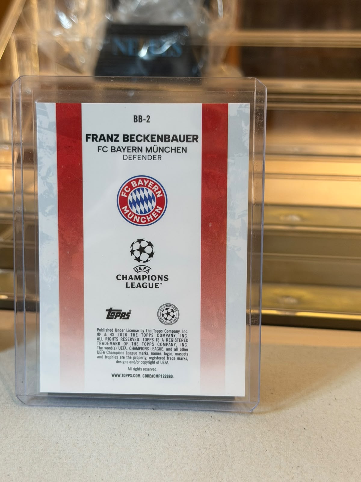 Franz Beckenbauer - FC Bayern Munchen - 2026 Topps UCL Numbered Insert BB-2 10/25 (back)
