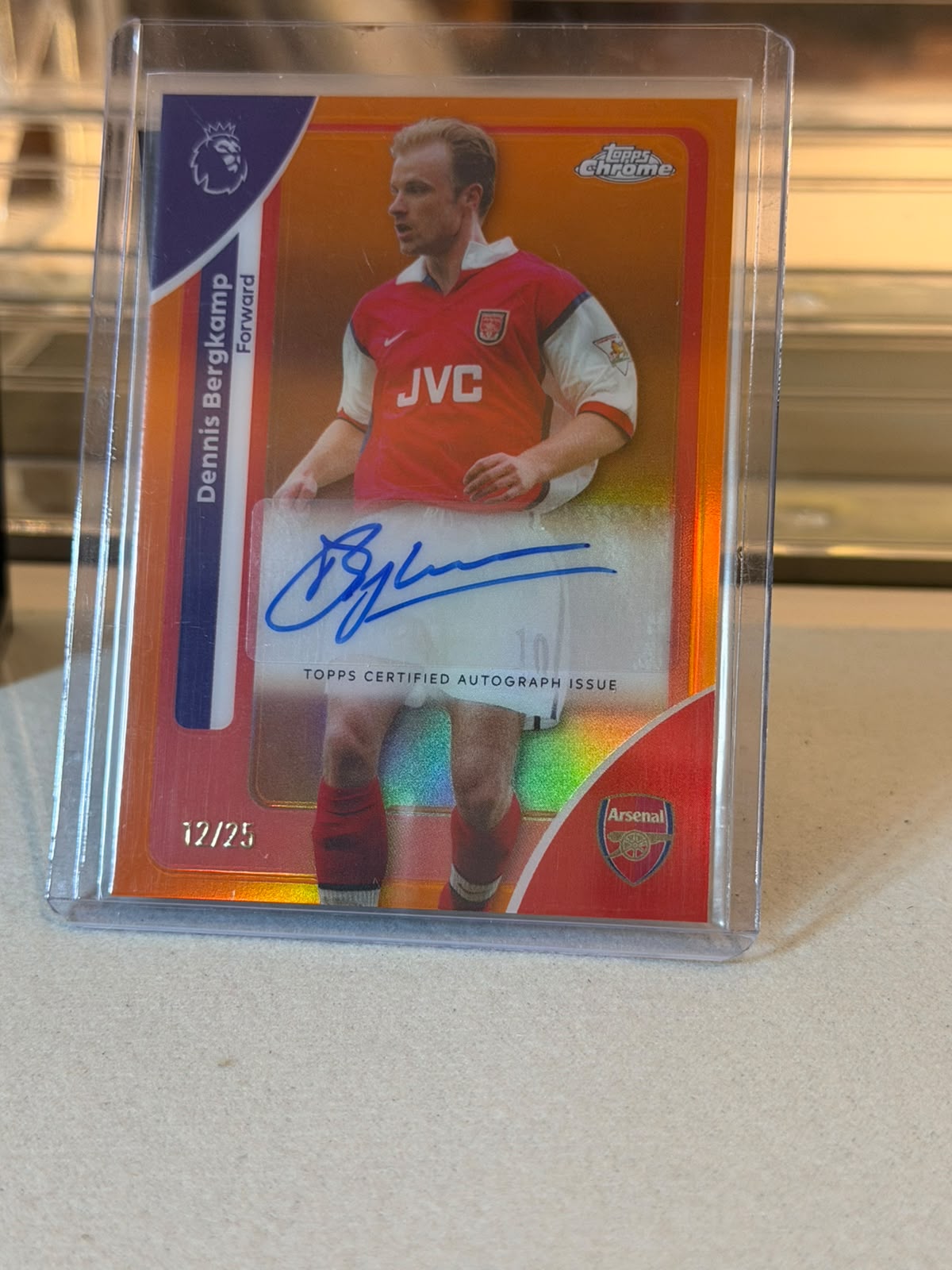 Dennis Bergkamp 12/25 #CA-DE Orange Refractor Autograph 2026 Topps Chrome Premier League - front