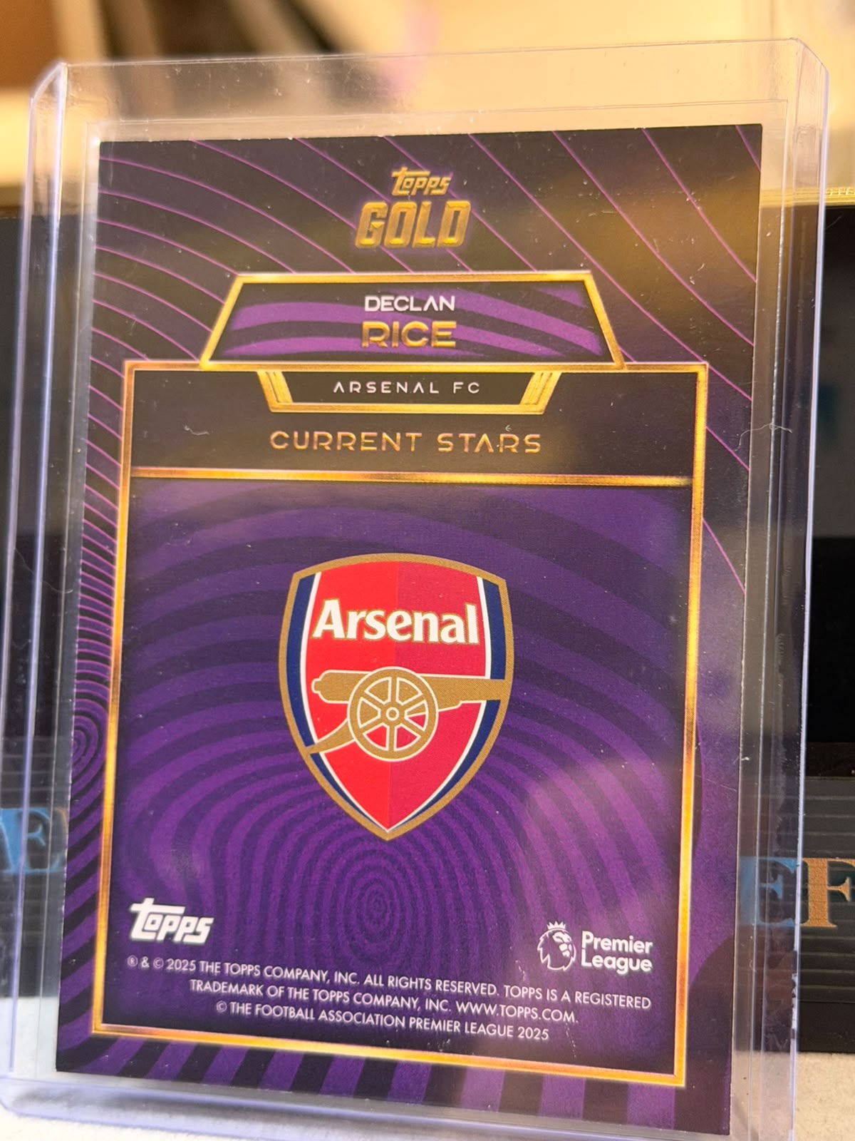 Declan Rice back - 2025/26 Topps Gold Premier League Current Stars Purple 50/50
