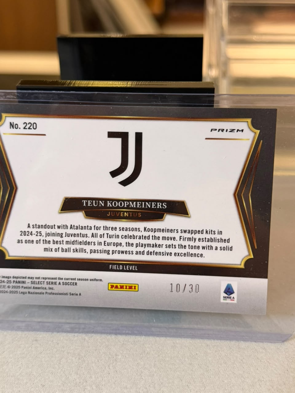 Teun Koopmeiners back - 2024-25 Panini Select Serie A Soccer 10/30