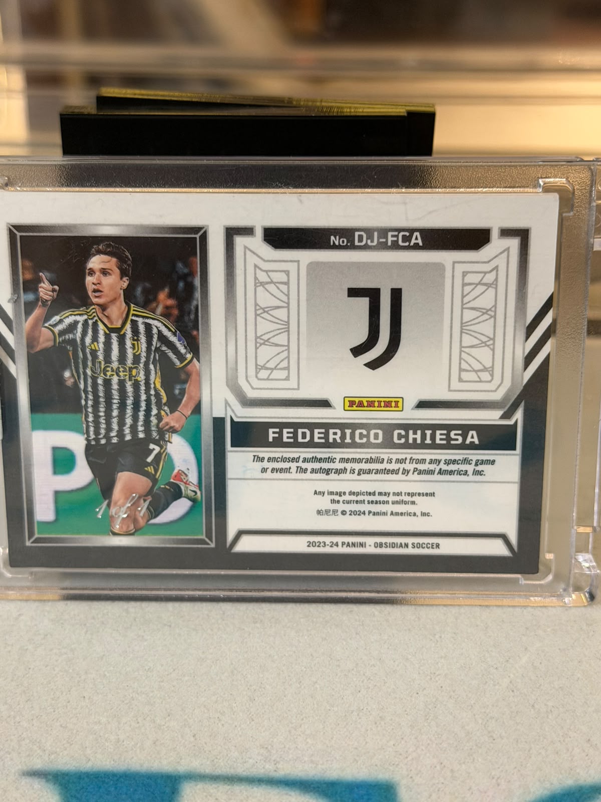Federico Chiesa Juventus Panini Obsidian Dual Ink 1 of 1 autograph relic card image 2