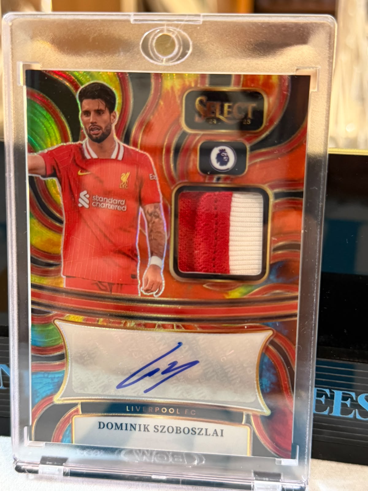 Dominik Szoboszlai 19/25 Prizm Autographed Memorabilia relic (AM-DS) – 2024-25 Panini Select Premier League Soccer, front