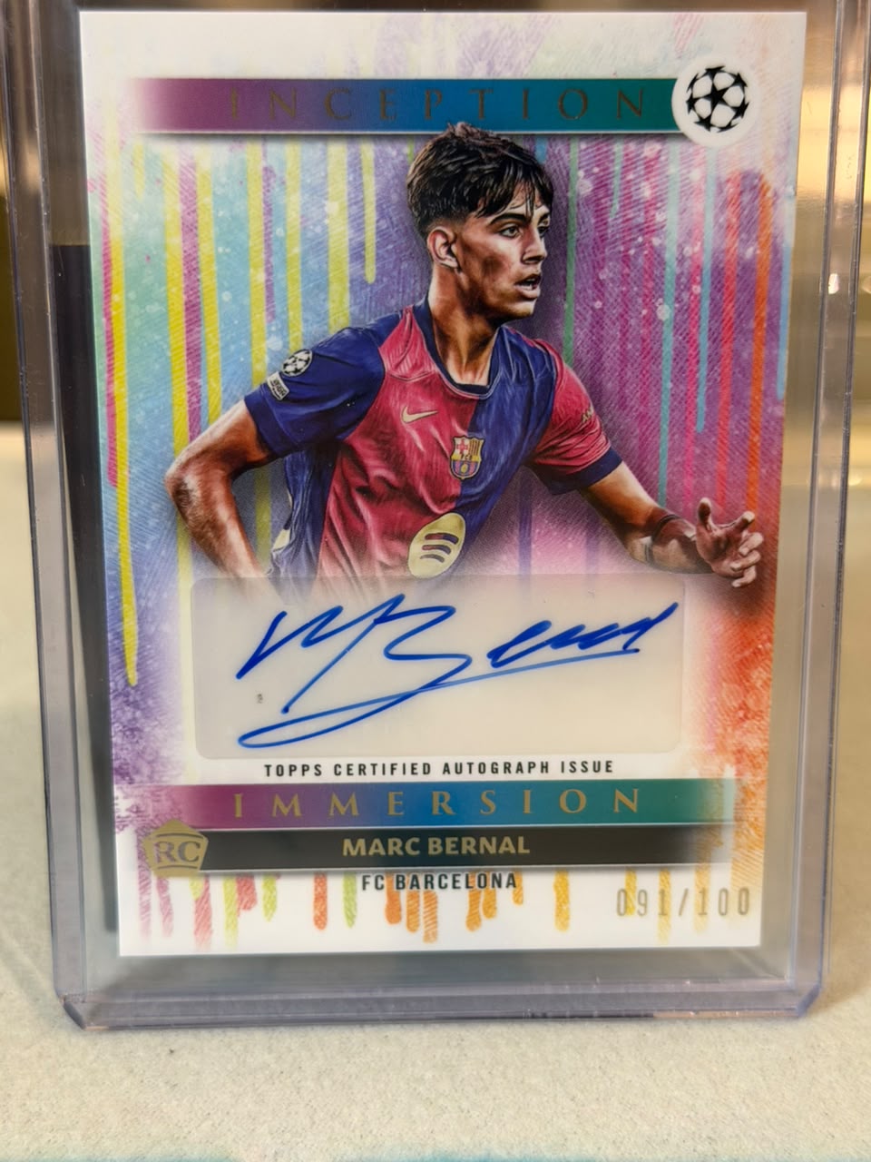 Marc Bernal 091/100 Inception Immersion Autograph – Topps Inception UEFA Club Competitions 2024/25 – FC Barcelona trading car
