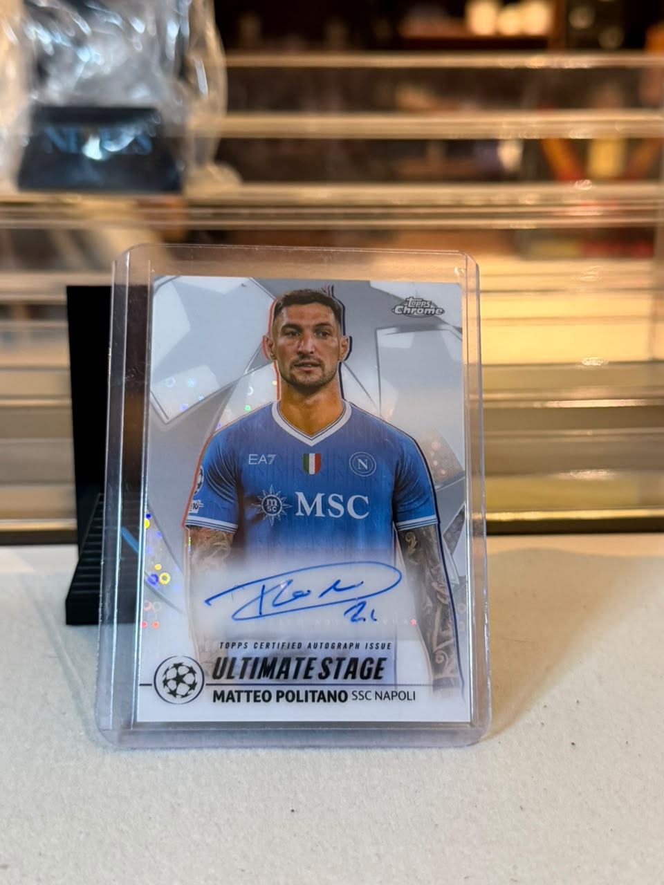 C0000647 Matteo Politano Napoli Topps UCC 25/26 Ultimate Stage Chrome Autograph USA-MP front