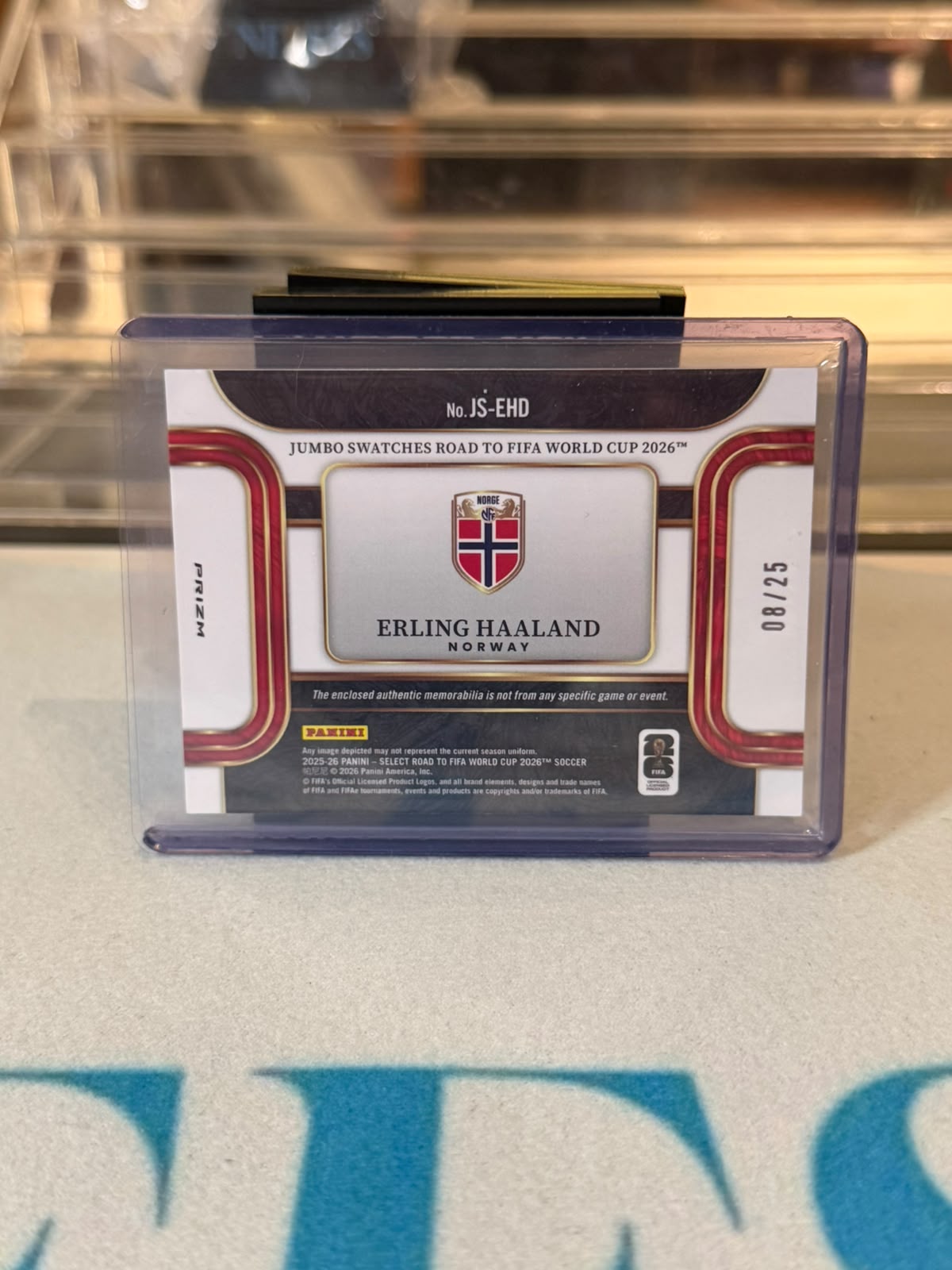 Erling Haaland Norway 2025-26 Panini Select Jumbo Swatches 08/25 - back