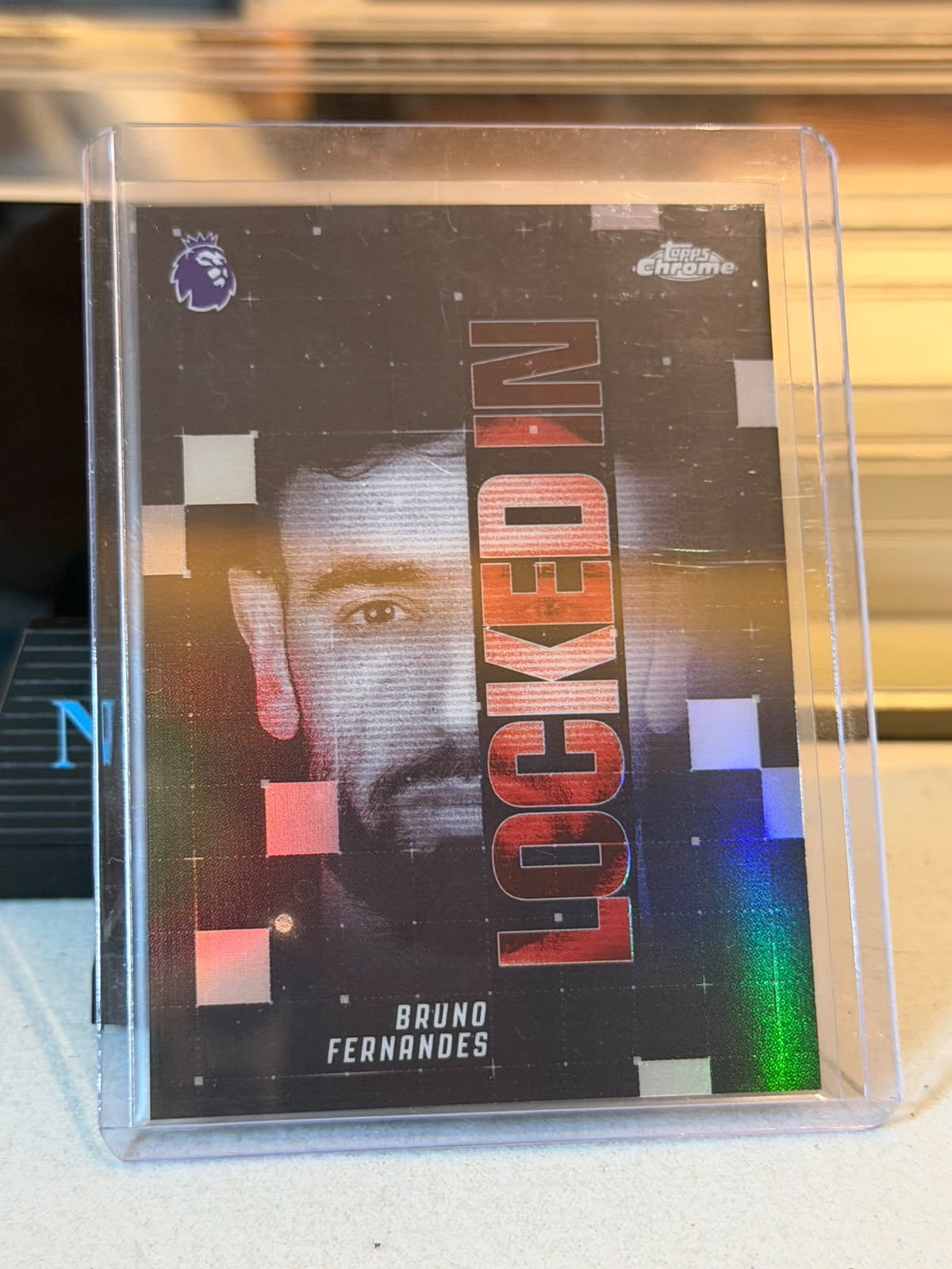 Bruno Fernandes Manchester United Locked In insert card front, 2026 Topps Chrome Premier League #LI-34