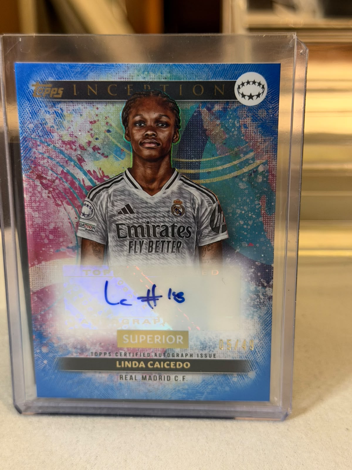 Linda Caicedo front - 2024/25 Topps Inception UEFA Club Competitions Superior Autograph 05/49