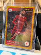 Mohamed Salah 42/50 Base #11, Gold Sparkle parallel – 2024/25 Topps Merlin, front