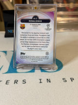 Ronaldinho 28/50 Ageless Alchemy – 2025 Topps Merlin UEFA Champions League – FC Barcelona trading card, back