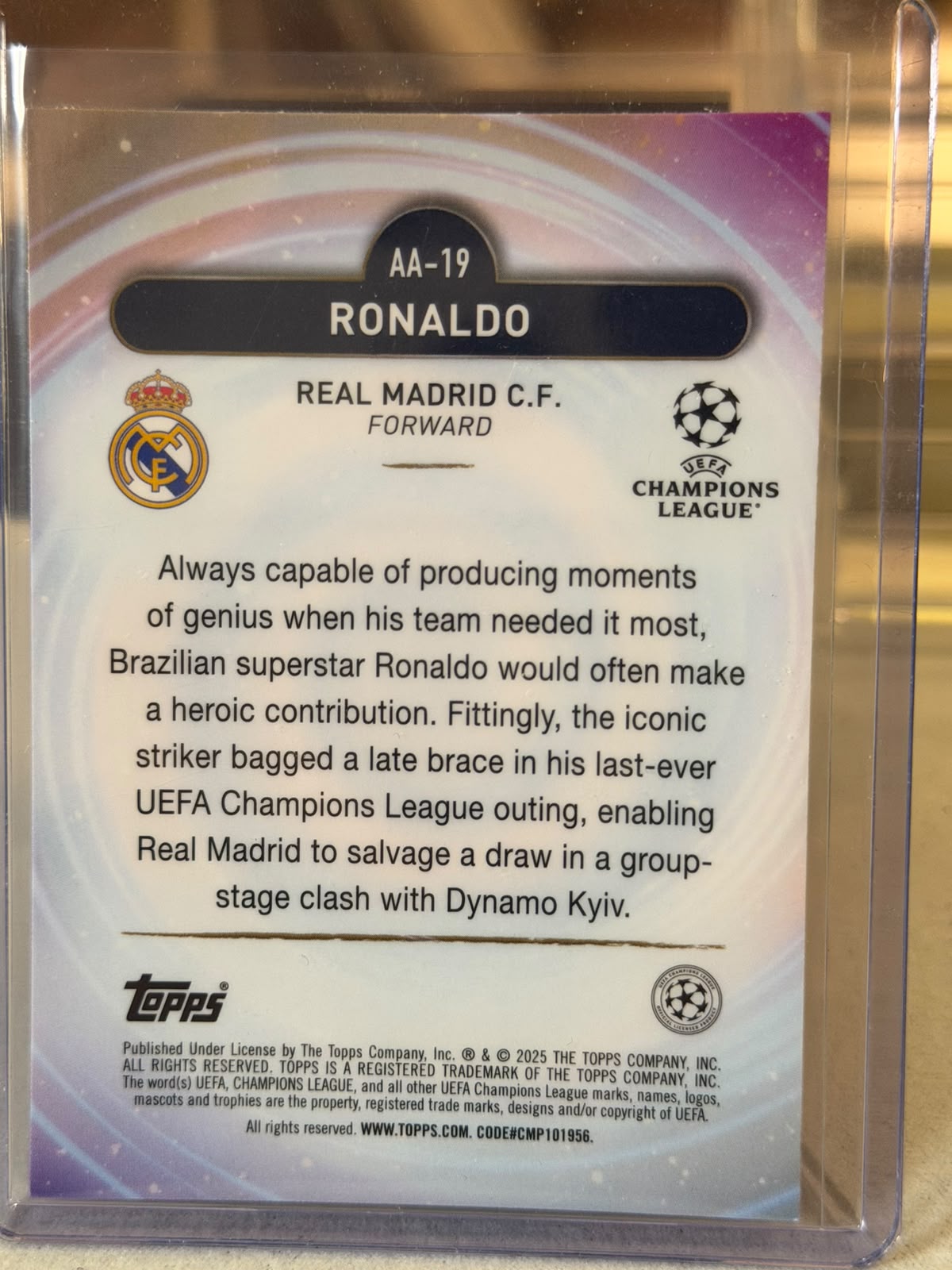 Ronaldo back - 2024/25 Topps Merlin UEFA Club Competitions Ageless Alchemy 150/150