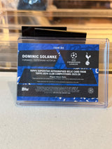 Dominic Solanke Tottenham Superstar Autographed Relic card back, 2025/26 Topps UEFA Club Competitions #TSAR-DS, serial 12/25