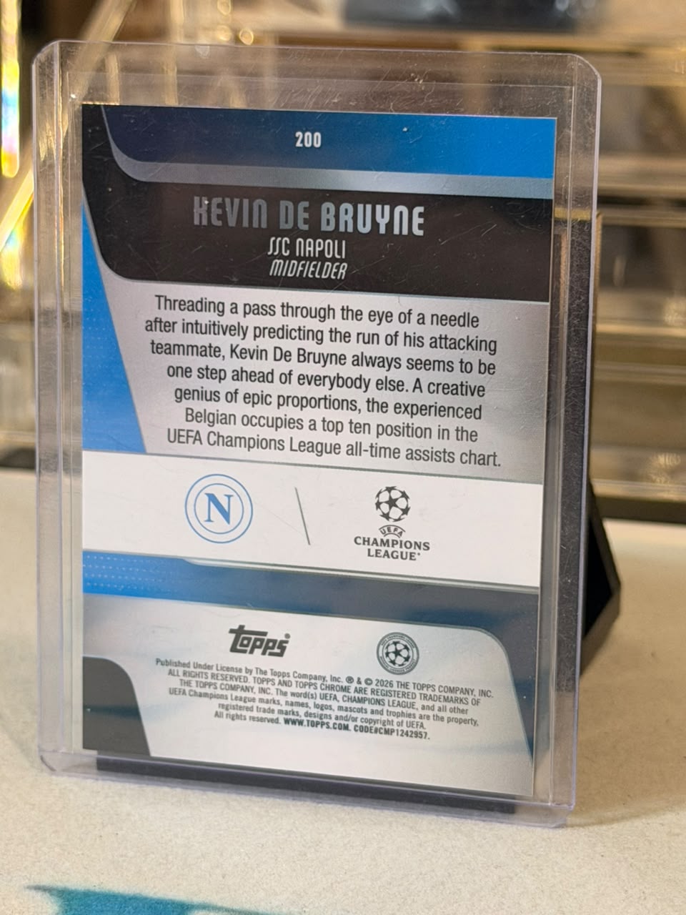 Kevin De Bruyne Napoli 2025-26 Topps Chrome UEFA Champions League Crystal Shard Refractor 05/10 card back