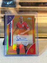 Rio Ferdinand Manchester United Authentic Autograph Card front, 2026 Topps Chrome Premier League Gold Refractor #CA-RF, serial 47/50