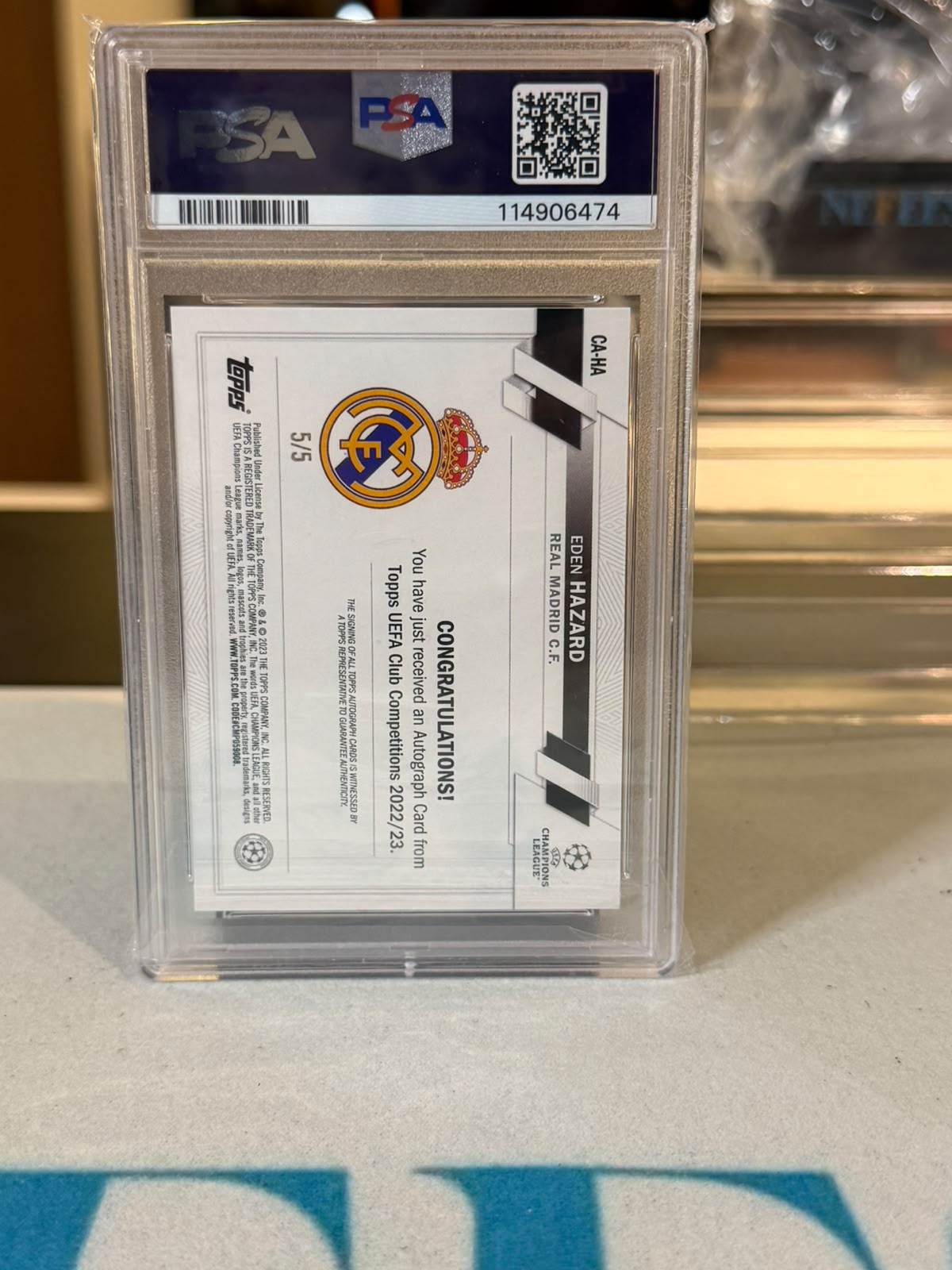 Eden Hazard back - 2022-23 Topps Carnaval Edition UEFA Club Competitions Carnaval Autograph 5/5