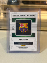 Raphinha FC Barcelona 2025-26 Panini Obsidian Matrix Material Autos Gold parallel #MA-RDB 04/10 autograph relic card back