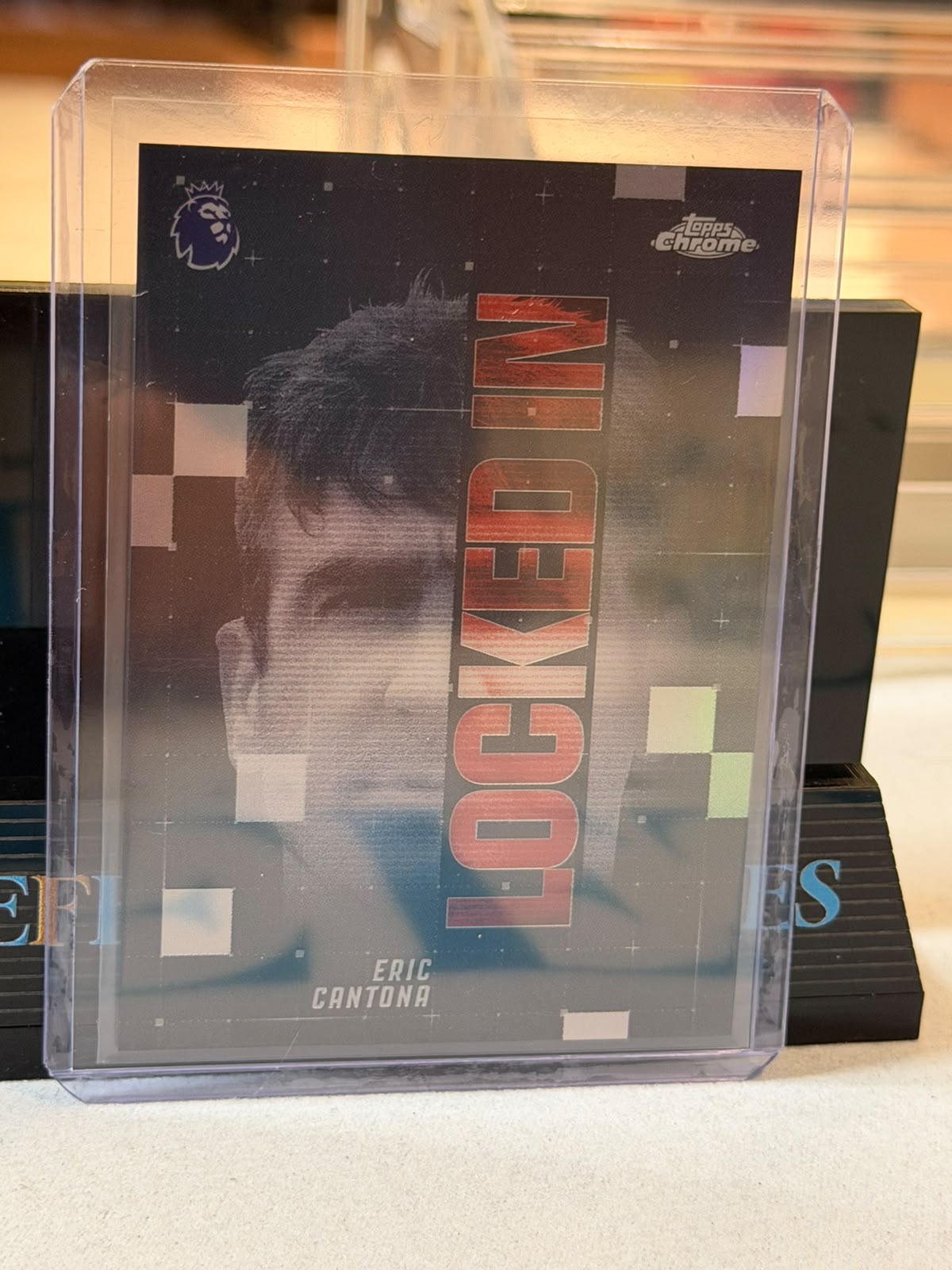 Eric Cantona Locked In Insert Manchester United trading card, front
