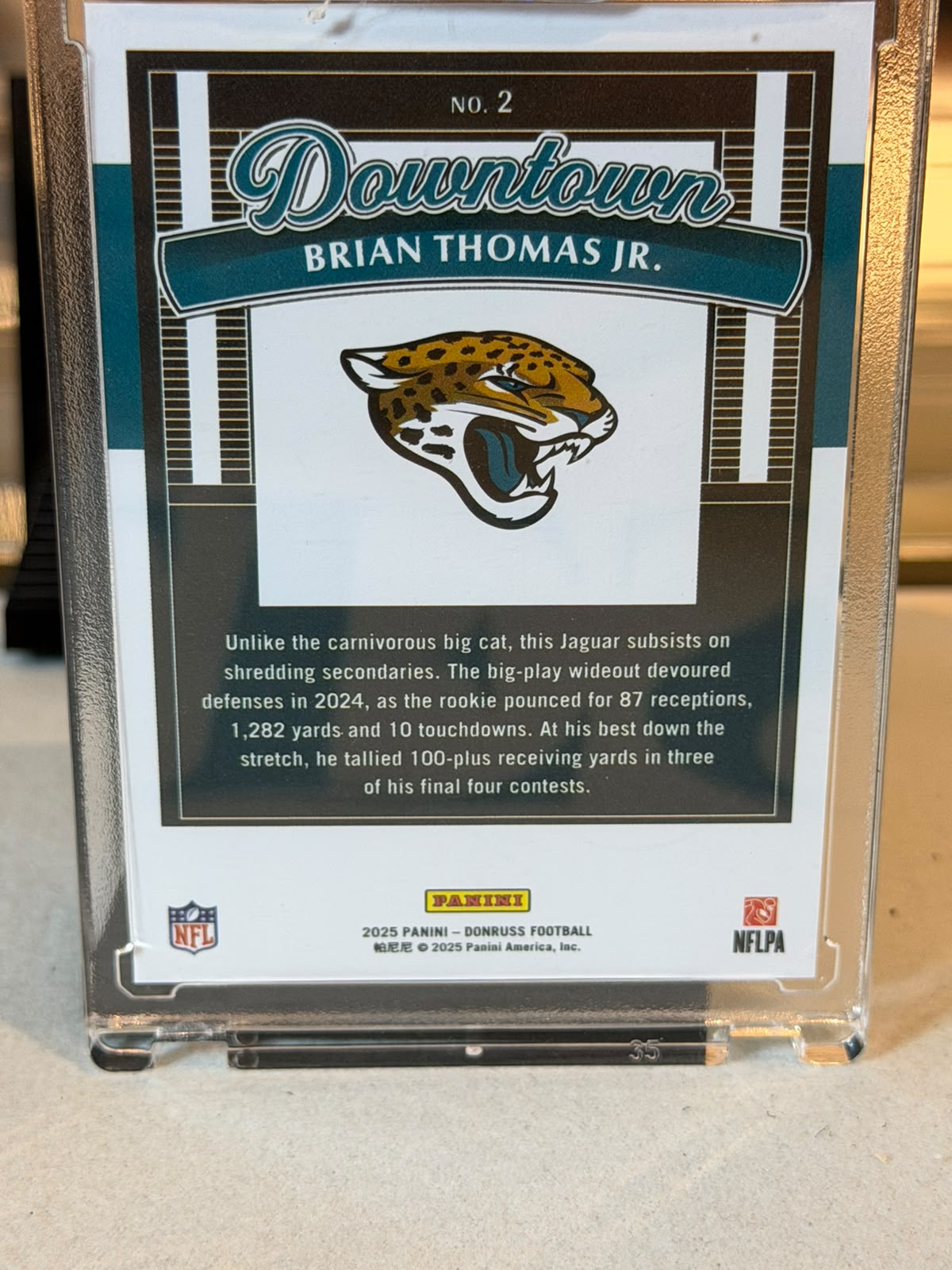 Brian Thomas Jr. Downtown #2 2025 Panini Donruss Football - Jacksonville Jaguars - back