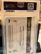 Virgil van Dijk 24/25 Chrome Auto-Orange Lava refractor (CA-VV) – 2024-25 Topps Chrome UCC (PSA GEM MT 10), back