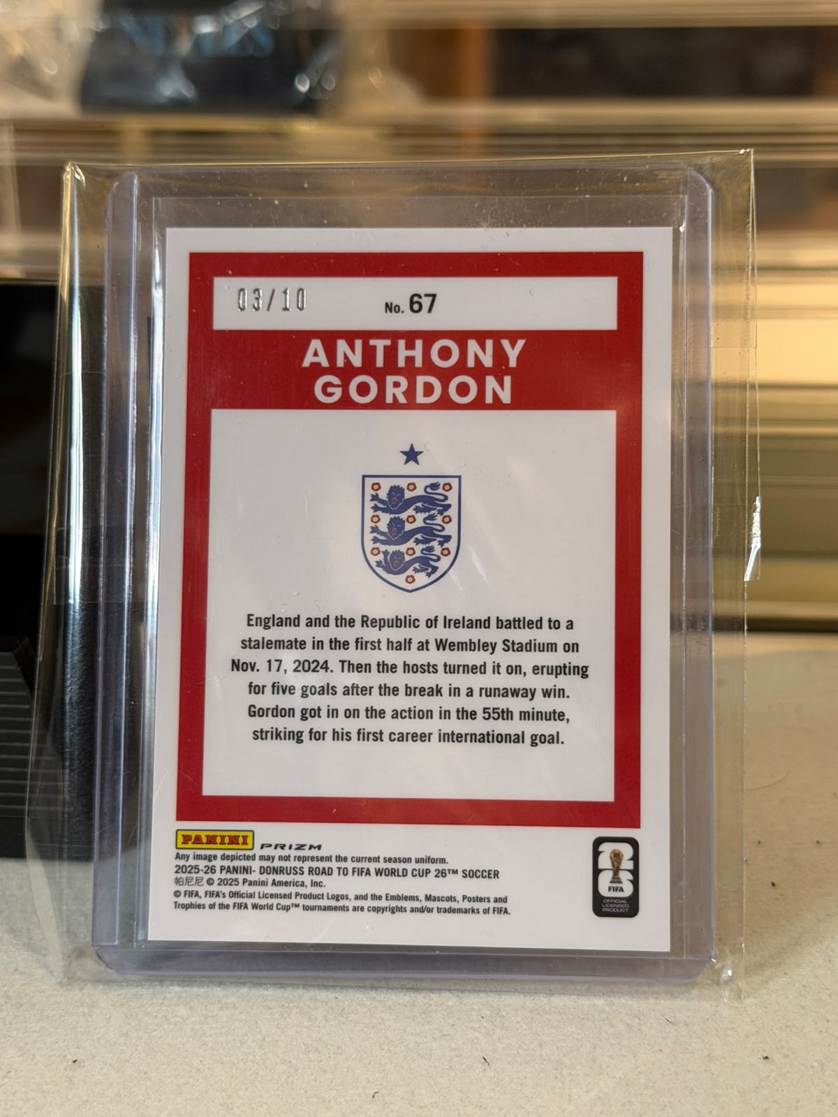 Anthony Gordon England C0000834 front