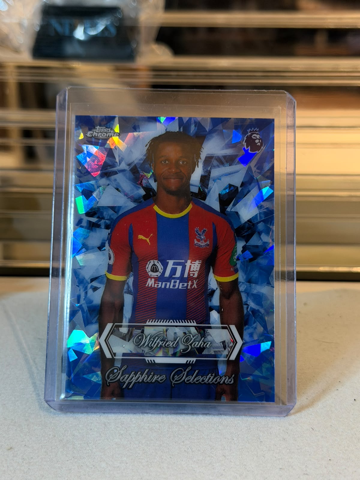 Wilfried Zaha C0000606 front - Wilfried Zaha #SS-7 – Crystal Palace – Sapphire Selections Blue Crystal Refractor – 2026 Topps Chrome Premier League