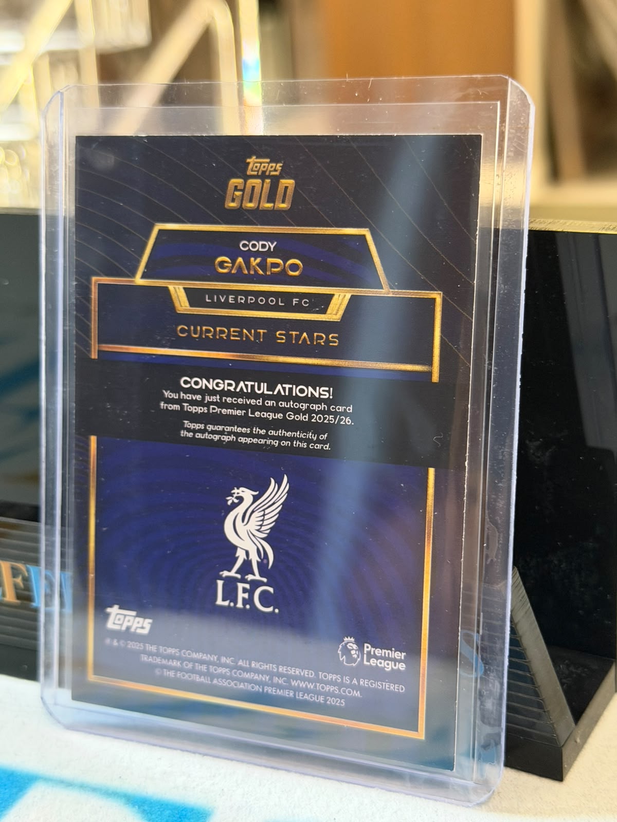 Cody Gakpo Current Stars Autograph – 2025/26 Topps Gold Premier League, back