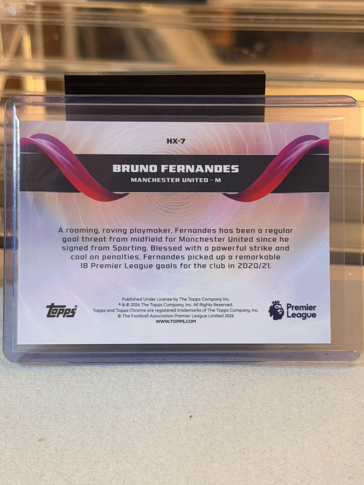 Bruno Fernandes - Manchester United - 2026 Topps Chrome Premier League Helix HX-7 (back)